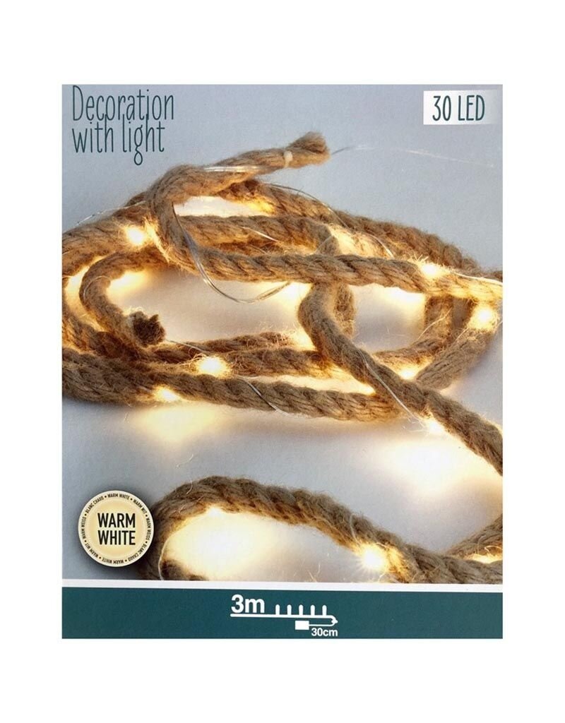 4 stuks Jute touw met ledverlichting - 3 meter