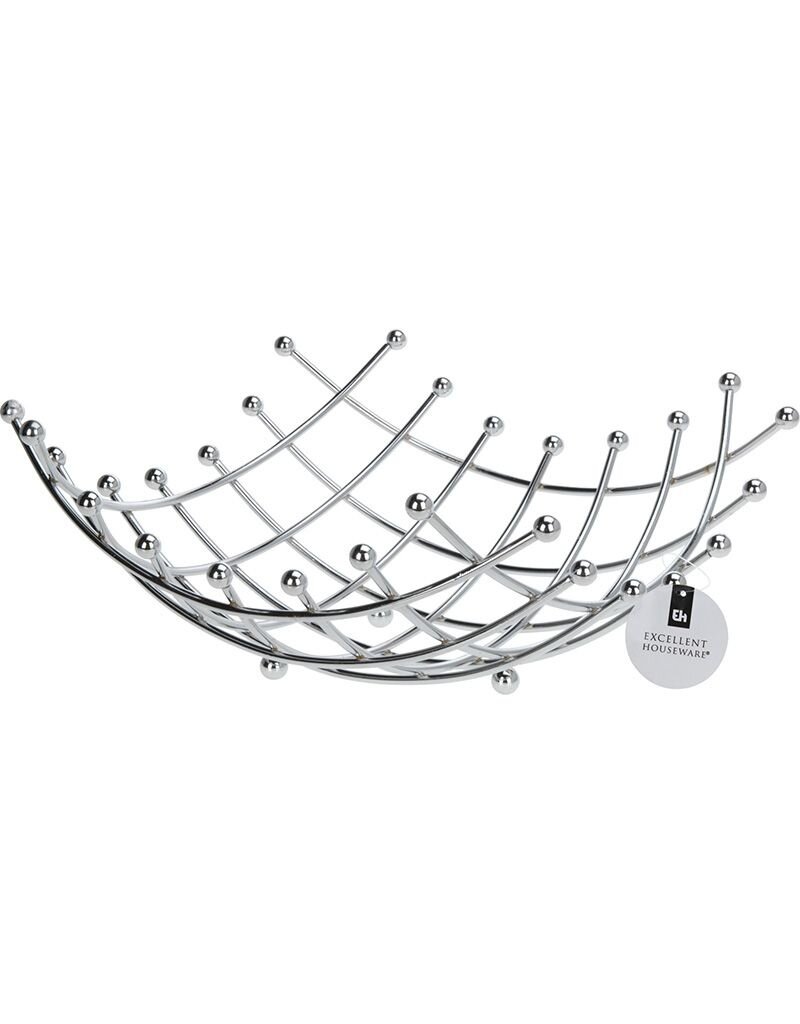 Excellent Houseware Fruitschaal - Chroom - 32 x 30 cm