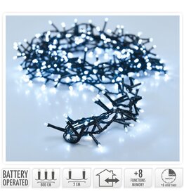 Micro Cluster 200 led - 4m - wit - Batterij - Lichtfuncties - Geheugen - Timer
