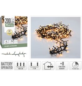 Micro Cluster 200 led - 4m - two tone romantic - Batterij - Lichtfuncties - Geheugen - Timer