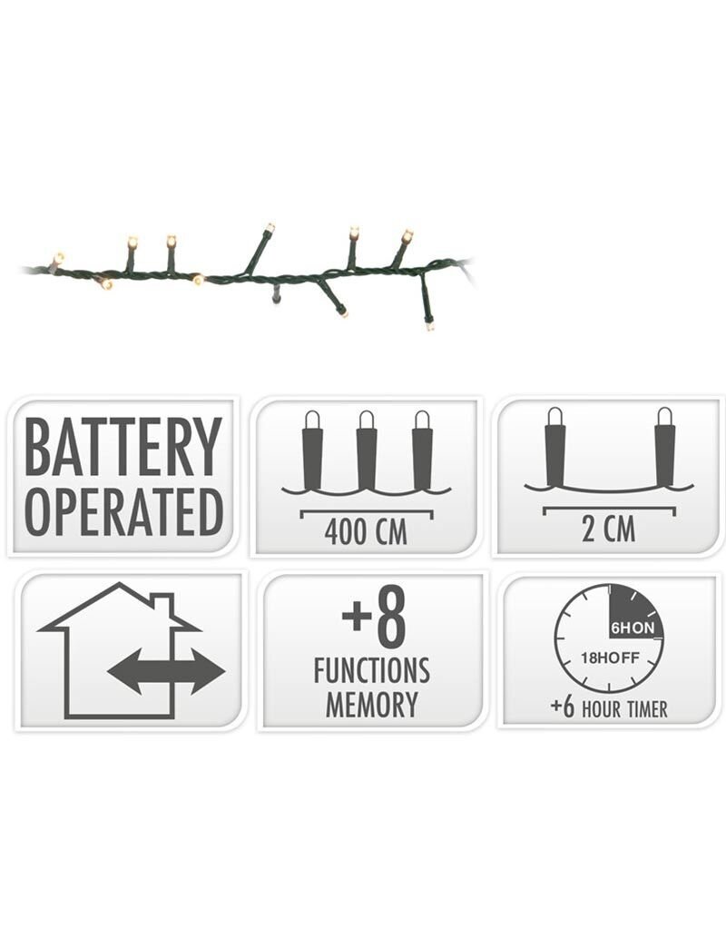 Micro Cluster 200 led - 4m - two tone romantic - Batterij - Lichtfuncties - Geheugen - Timer