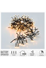Clusterverlichting 192 led -  1.4m - extra warm wit - Batterij - Lichtfuncties - Geheugen - Timer