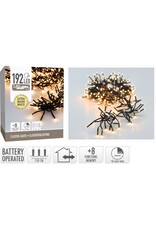 Clusterverlichting 192 led -  1.4m - extra warm wit - Batterij - Lichtfuncties - Geheugen - Timer