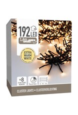Clusterverlichting 192 led -  1.4m - extra warm wit - Batterij - Lichtfuncties - Geheugen - Timer