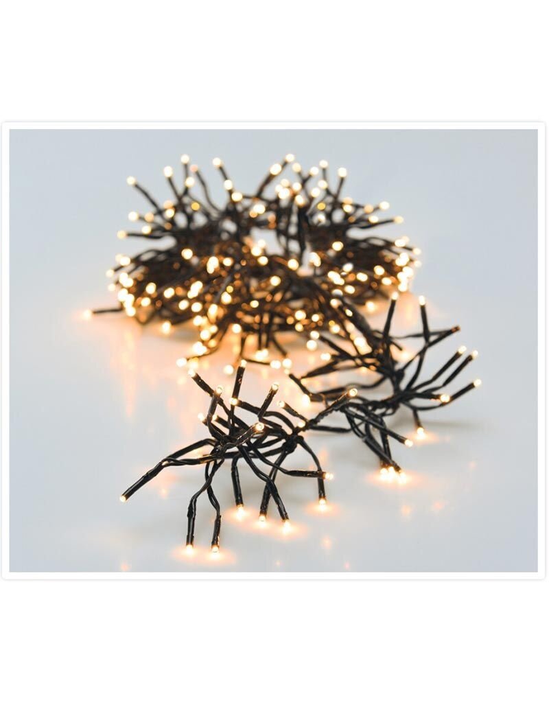 Clusterverlichting 192 led -  1.4m - extra warm wit - Batterij - Lichtfuncties - Geheugen - Timer