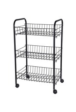 Ceruzo Keukentrolley - 3 Draadmanden - op Wieltjes - Zwart