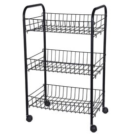 Ceruzo Keukentrolley - 3 Draadmanden - op Wieltjes - Zwart