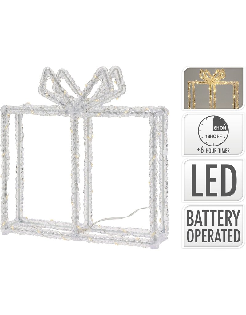 Kerstverlichting Kado - 80 led - 23 cm hoog - Timer - op batterijen - buiten en binnen