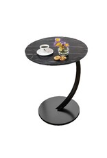 Ceruzo Bijzettafel - Zwart Gemarmerd Blad - rond 40 cm - hoog 60 cm