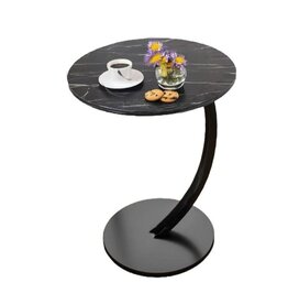 Ceruzo Bijzettafel - Zwart Gemarmerd Blad - rond 40 cm - hoog 60 cm