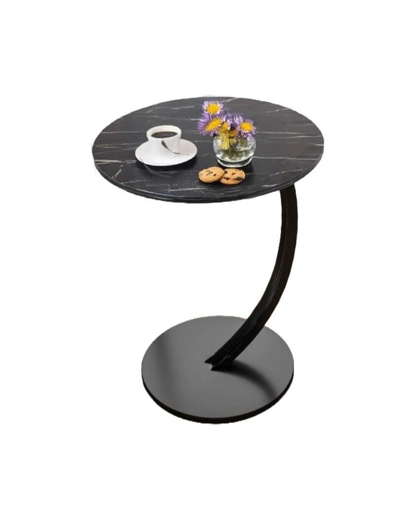 Ceruzo Bijzettafel - Zwart Gemarmerd Blad - rond 40 cm - hoog 60 cm