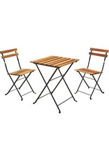 Ambiance Bistroset - teaklook - inklapbaar - metaal - hout