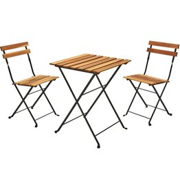 Ambiance Bistroset - teaklook - inklapbaar - metaal - hout