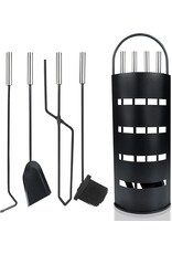 Ceruzo Openhaardset RVS zwart - 5 delig