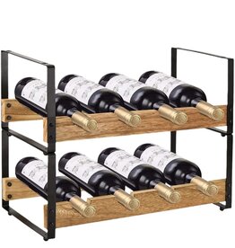 Ceruzo Wijnrek - Stapelbaar - Metaal met Hout
