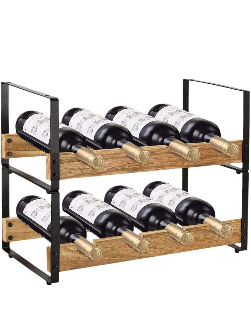 Ceruzo Wijnrek - Stapelbaar - Metaal met Hout