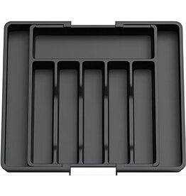 Verstelbare Bestekbak - Uitschuifbaar naar 8 Vaks - 33-57 x 38 x 5.5 cm - Zwart
