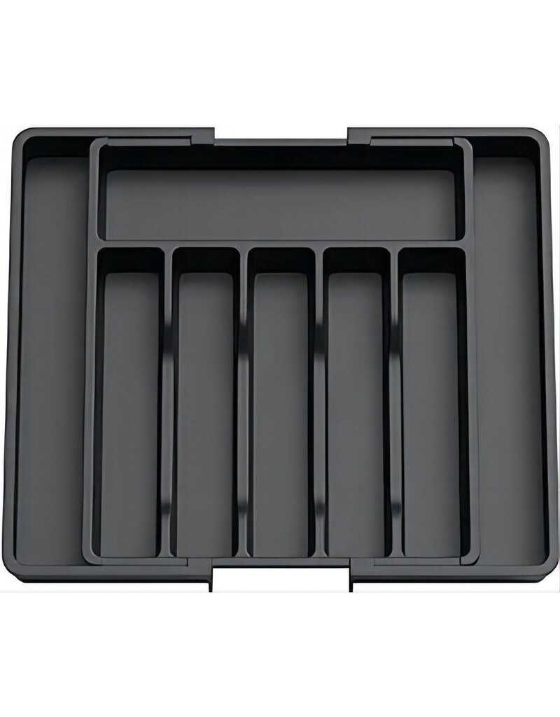 Verstelbare Bestekbak - Uitschuifbaar naar 8 Vaks - 33-57 x 38 x 5.5 cm - Zwart