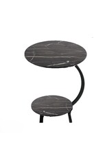 Ceruzo Bijzettafel - dubbel Tafelblad - Zwart gemarmerd blad