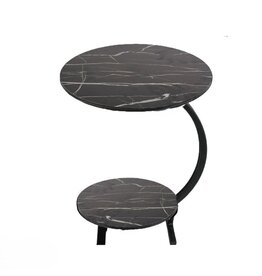 Ceruzo Bijzettafel - dubbel Tafelblad - Zwart gemarmerd blad