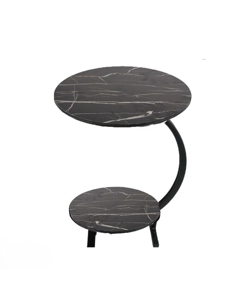 Ceruzo Bijzettafel - dubbel Tafelblad - Zwart gemarmerd blad