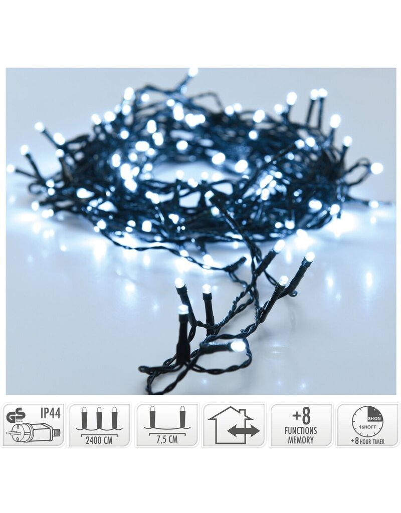 Kerstverlichting 320 led- 24m - wit - Timer - Lichtfuncties - Geheugen - Buiten