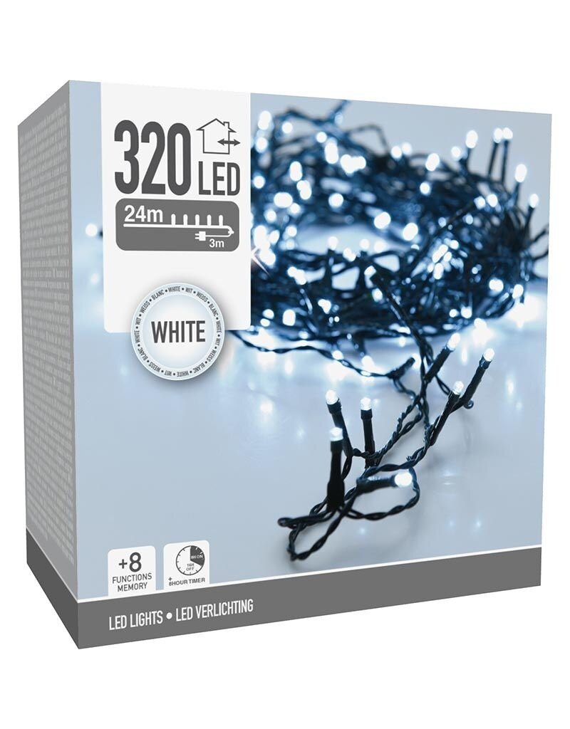 Kerstverlichting 320 led- 24m - wit - Timer - Lichtfuncties - Geheugen - Buiten