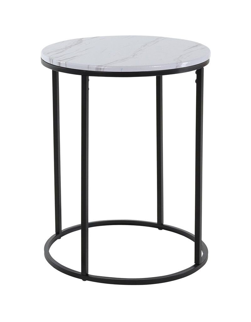 Trends4You Bijzettafels -  Marmerlook -  wit - 40xH50 en 30xH40 cm