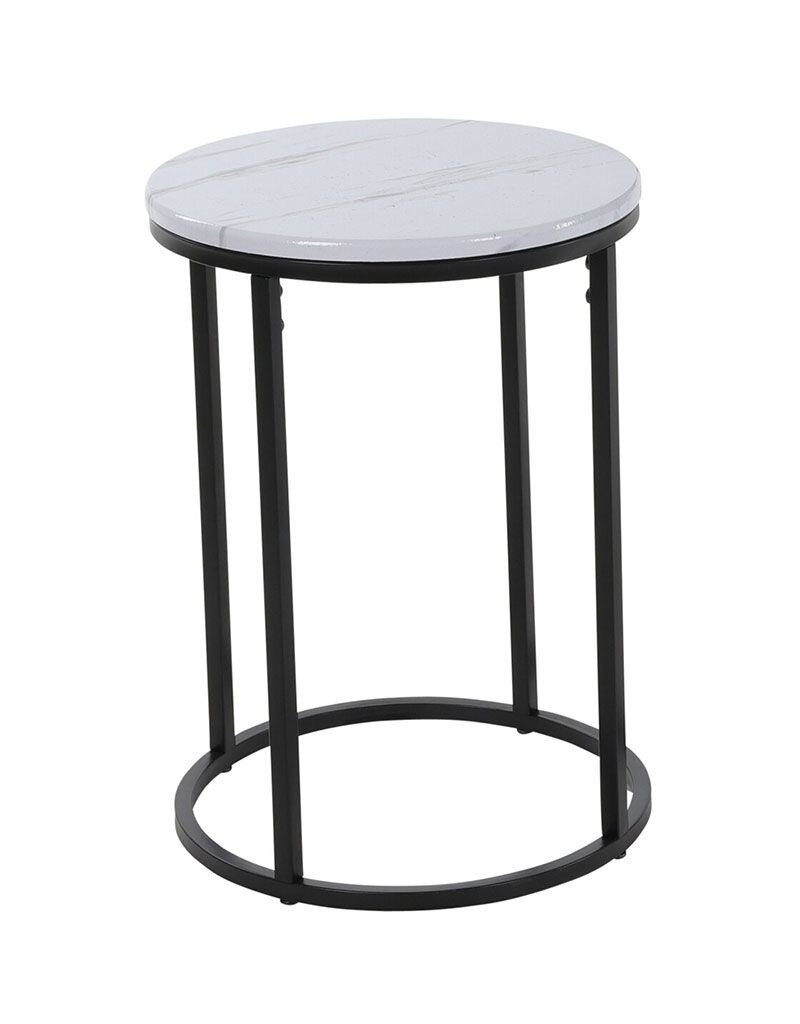 Trends4You Bijzettafels -  Marmerlook -  wit - 40xH50 en 30xH40 cm