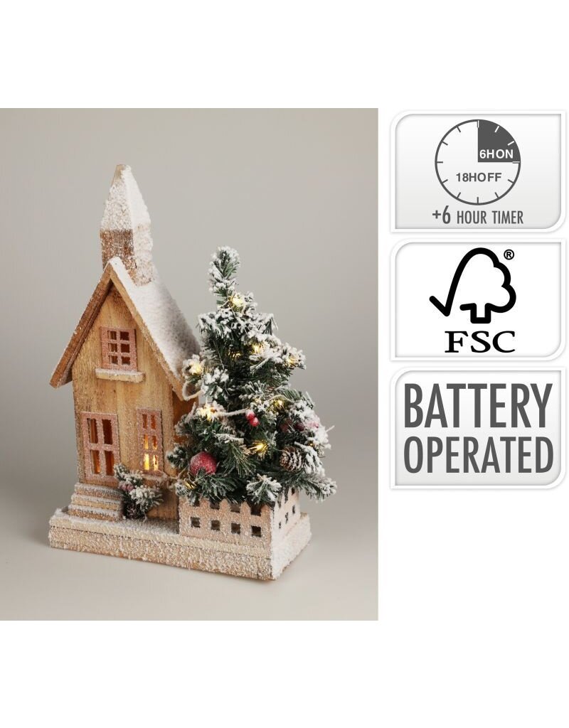 Verlicht Kersthuis - 44cm
