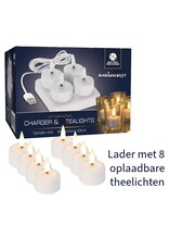 Ambiancelight 8 Oplaadbare LED Theelichtjes met Lader