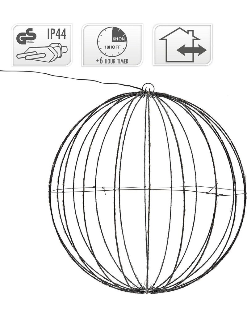 Lichtbol 240 led - Metaal - 40 cm - Kerstverlichting - met Timer - extra warm wit