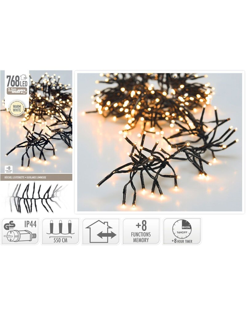 Clusterverlichting - 768 LED - 5.5m - Timer - Lichtfuncties - warm wit