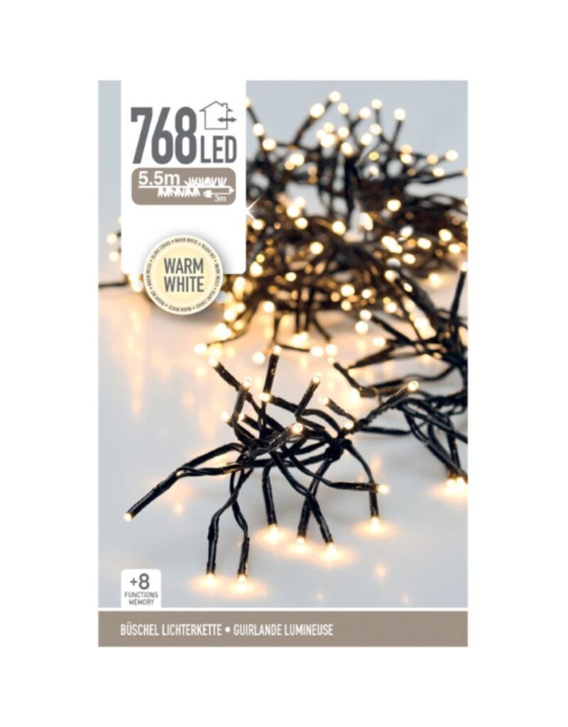 Clusterverlichting - 768 LED - 5.5m - Timer - Lichtfuncties - warm wit