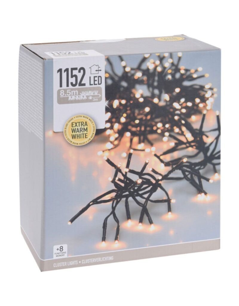 Clusterverlichting - 1152 LED - 8.5m - Timer - Lichtfuncties - extra warm wit