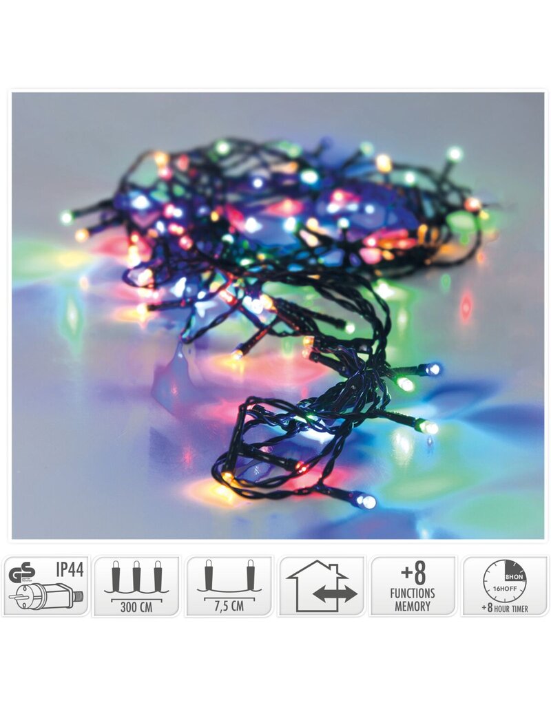 Kerstverlichting 40 led- 3m - multicolor - Timer - Lichtfuncties - Geheugen - Buiten