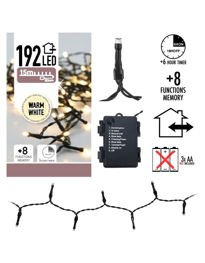 LED-verlichting 192 LED's - warm wit - op batterij