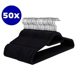 Ceruzo 50 x Anti-slip Kledinghangers met Broeklat - Zwart
