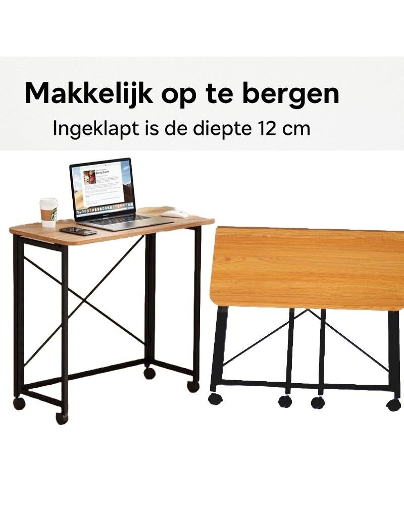 Ceruzo Wandtafel -  80x40x75 cm - Inklapbaar Tafelblad - Zwart