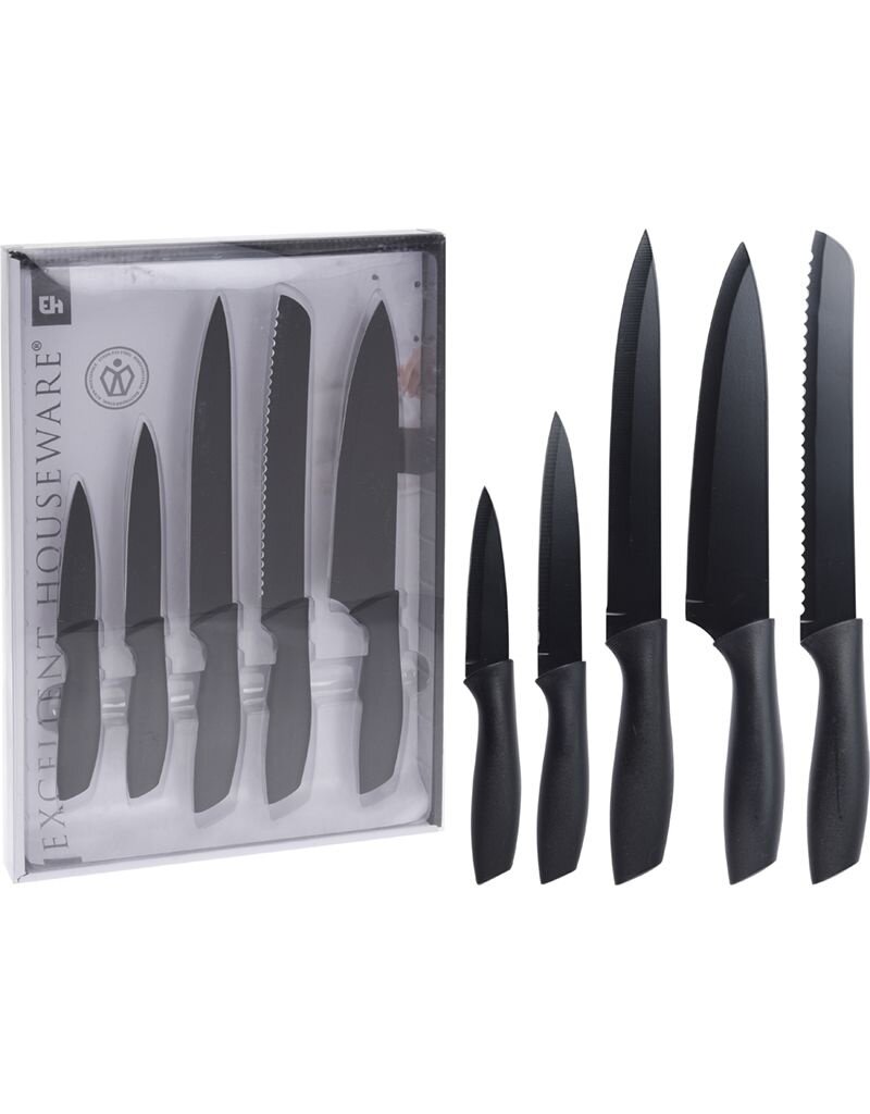 Excellent Houseware Messenset - zwart - 5 stuks