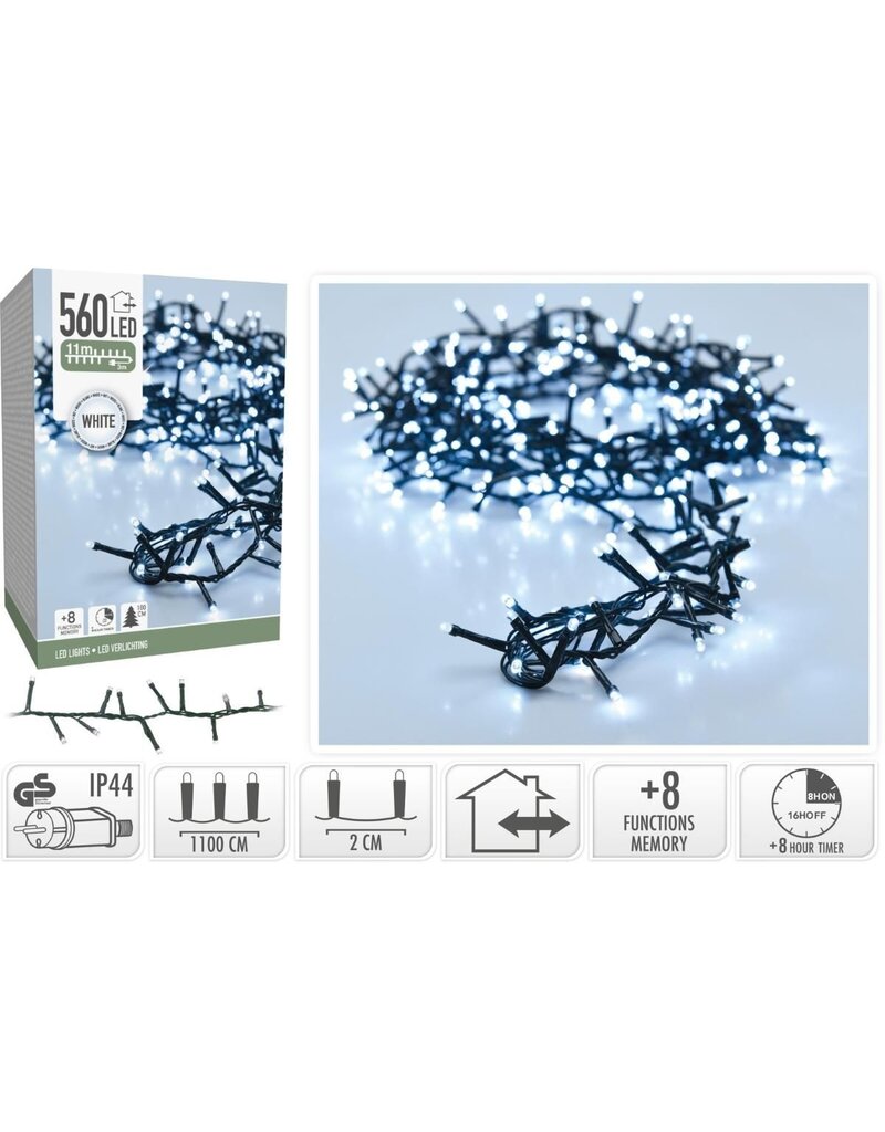 Microcluster - 560 led - 11m - Wit - Timer - Lichtfuncties - Geheugen - Buiten