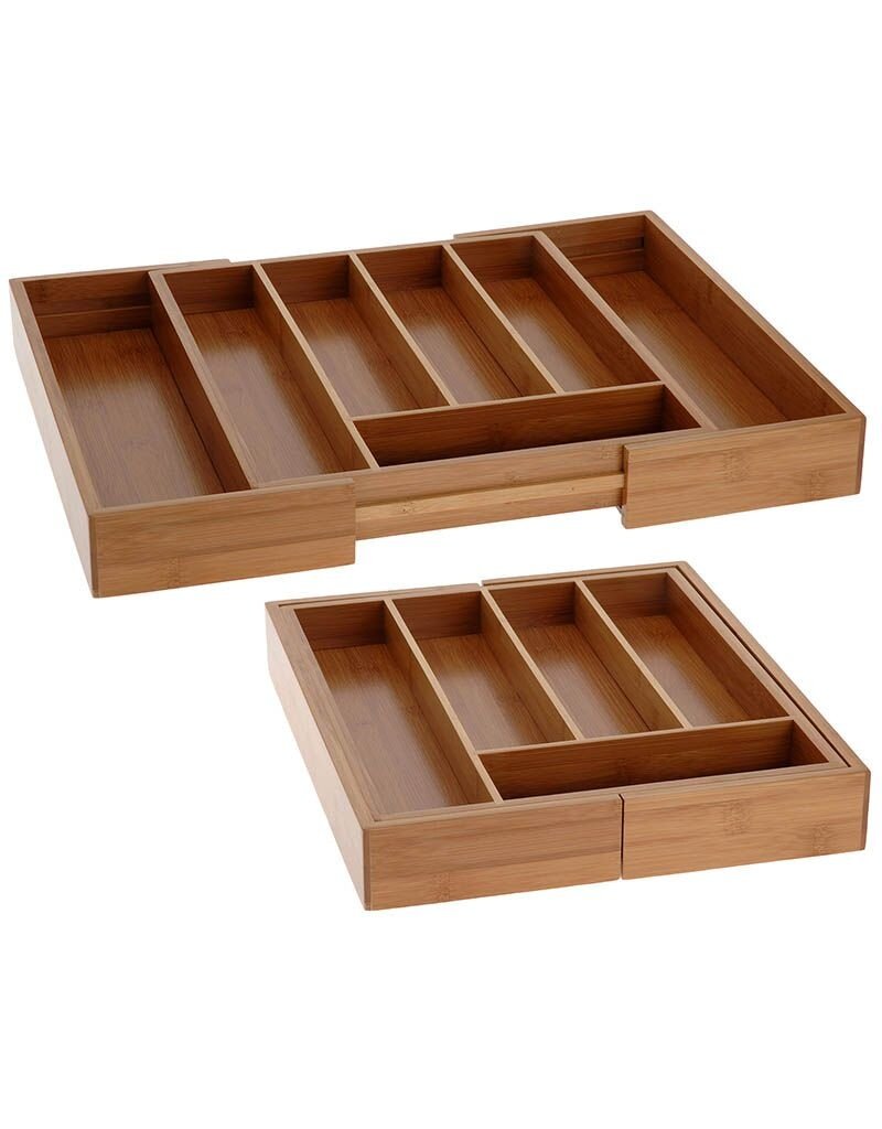 Excellent Houseware Bamboe uitschuifbare bestekbak