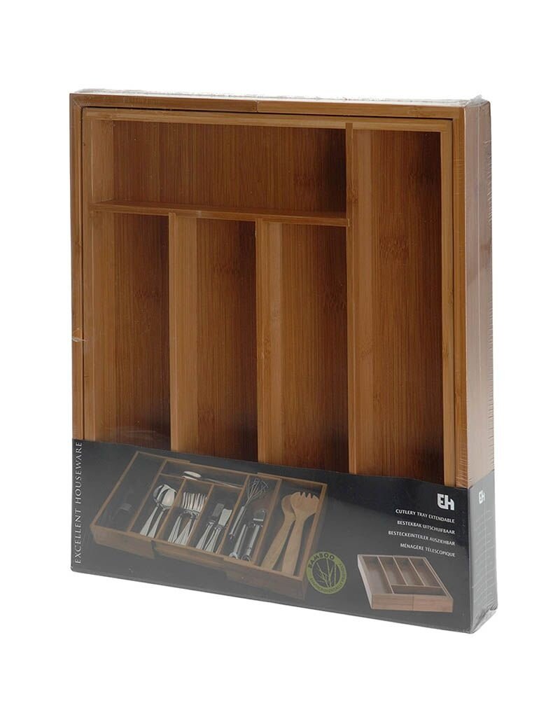 Excellent Houseware Bamboe uitschuifbare bestekbak