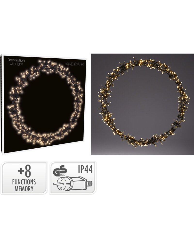 Ceruzo Kerstring met verlichting - 500 LED - Ø58 cm - warm wit - 8 Lichtfuncties - voor binnen en buiten
