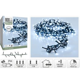 Microcluster - 800 led - 16m - Wit - Timer - Lichtfuncties - Geheugen - Buiten