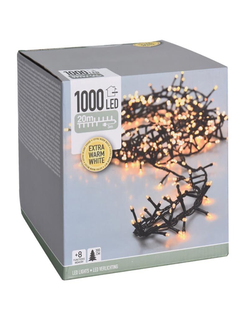 Microcluster - 1000 led - 20m - extra warm wit - Timer - Lichtfuncties - Geheugen - Buiten