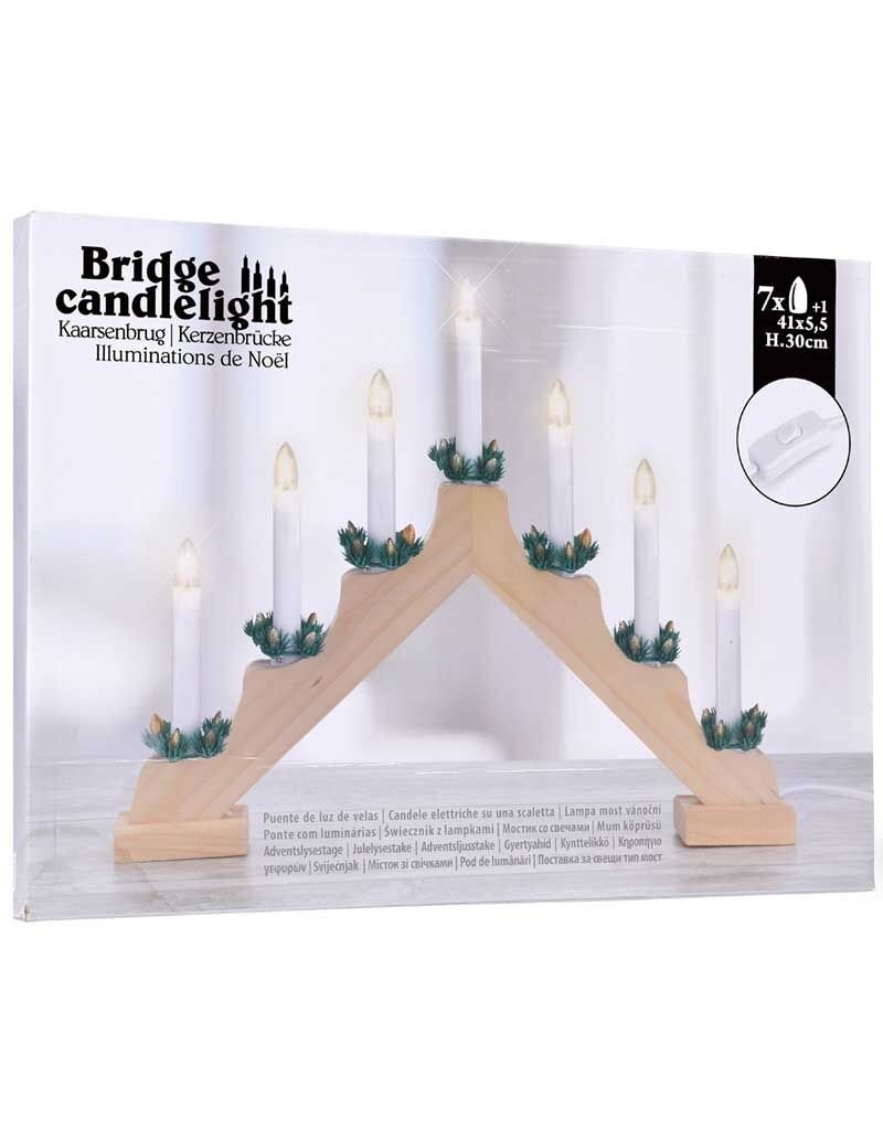 Kaarsenbrug met 7 lampen  - hout