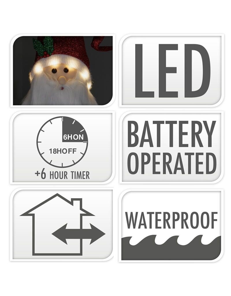 Happy Santa XXL - 120cm - met LED lampjes - met timer - geschikt voor buiten