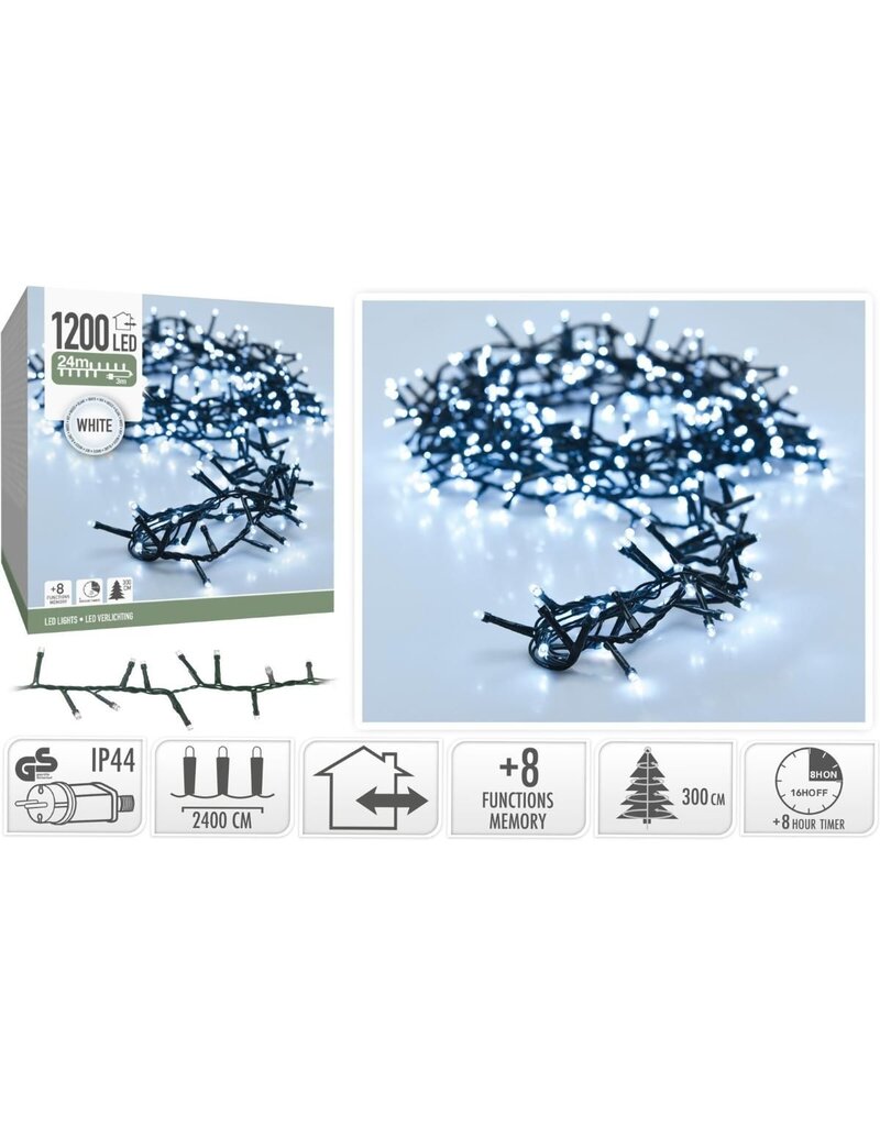 Microcluster - 1200 led - 24m - Wit - Timer - Lichtfuncties - Geheugen - Buiten