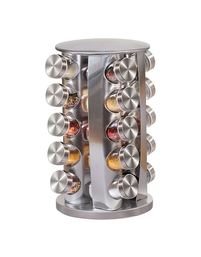 Ceruzo Kruidenrek Draaibaar - Kruiden Carrousel - 20 Kruidenprotjes - RVS